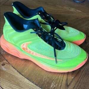Nike Lime Green and Orange Giannis basketball shoes